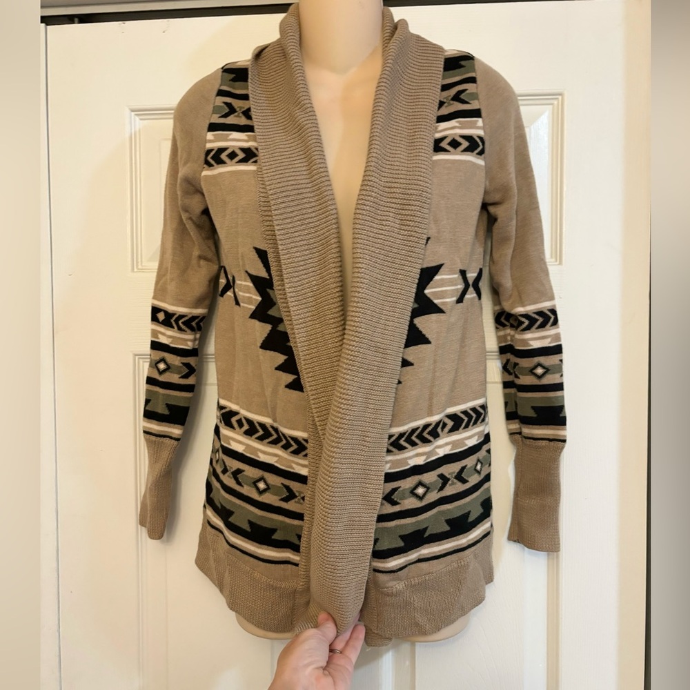 Lira Tan and Black Patterned Cardigan
